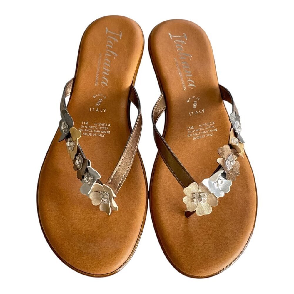 Italian Shoemakers Slip On Floral Rhinestone Sandals 11